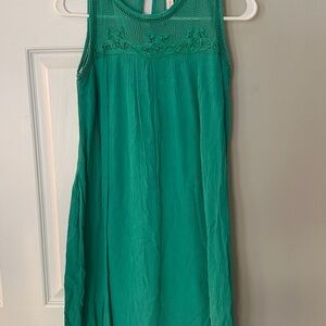 Xhilaration Green Crinkle Gauze Sleeveless A Frame Tank Dress